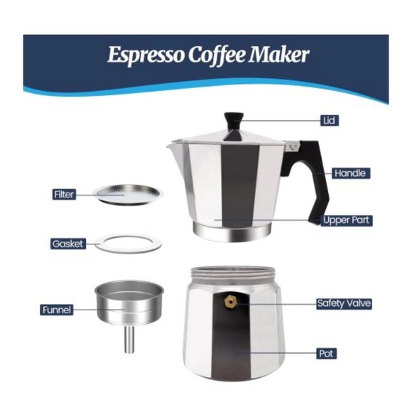 Silver Stovetop Espresso Maker - Picture 3 of 8